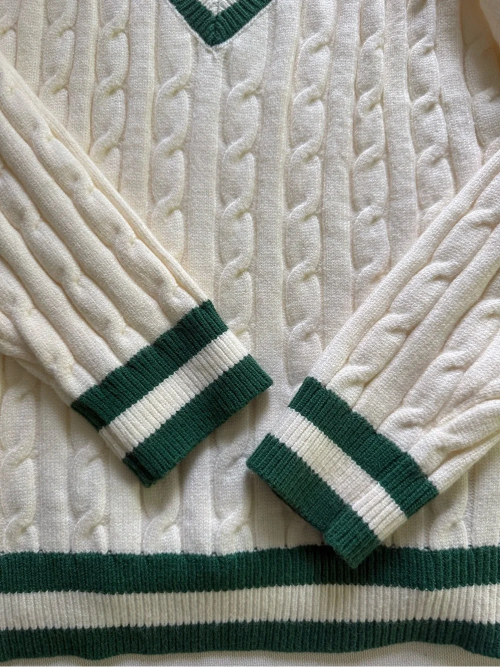 NWOT Cable Knit V-Neck Sweater with Trim